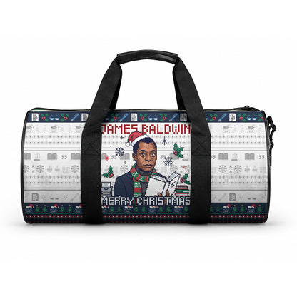 James Baldwin Christmas Santa Duffle Bag Ugly Pixel Pattern Black History Holiday