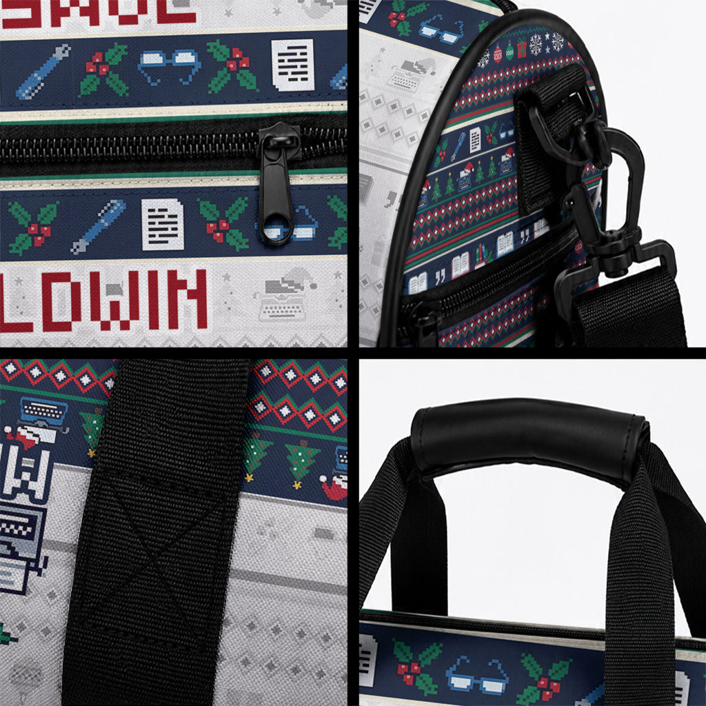 James Baldwin Christmas Santa Duffle Bag Ugly Pixel Pattern Black History Holiday