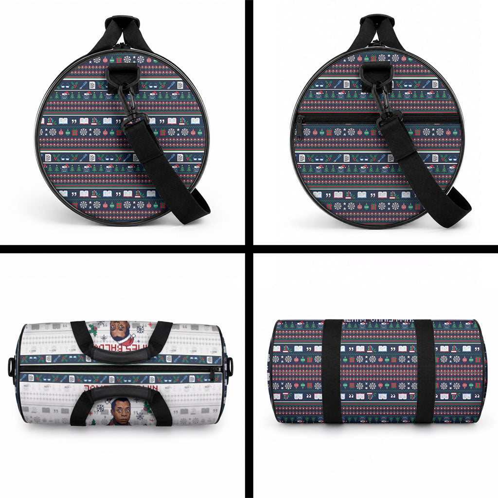 James Baldwin Christmas Santa Duffle Bag Ugly Pixel Pattern Black History Holiday