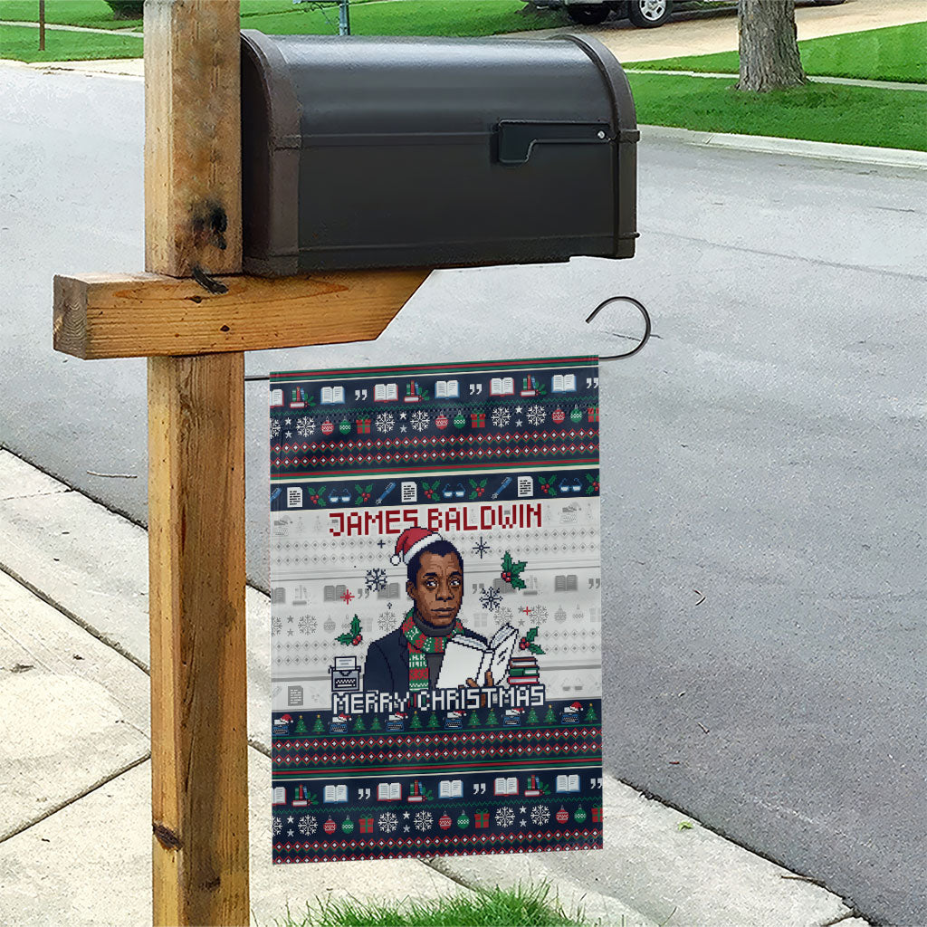 James Baldwin Christmas Santa Garden Flag Ugly Pixel Pattern Black History Holiday
