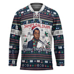 James Baldwin Christmas Santa Hockey Jersey Ugly Pixel Pattern Black History Holiday