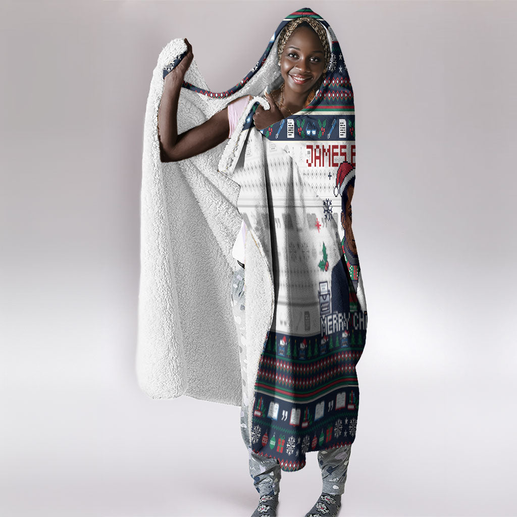 James Baldwin Christmas Santa Hooded Blanket Ugly Pixel Pattern Black History Holiday