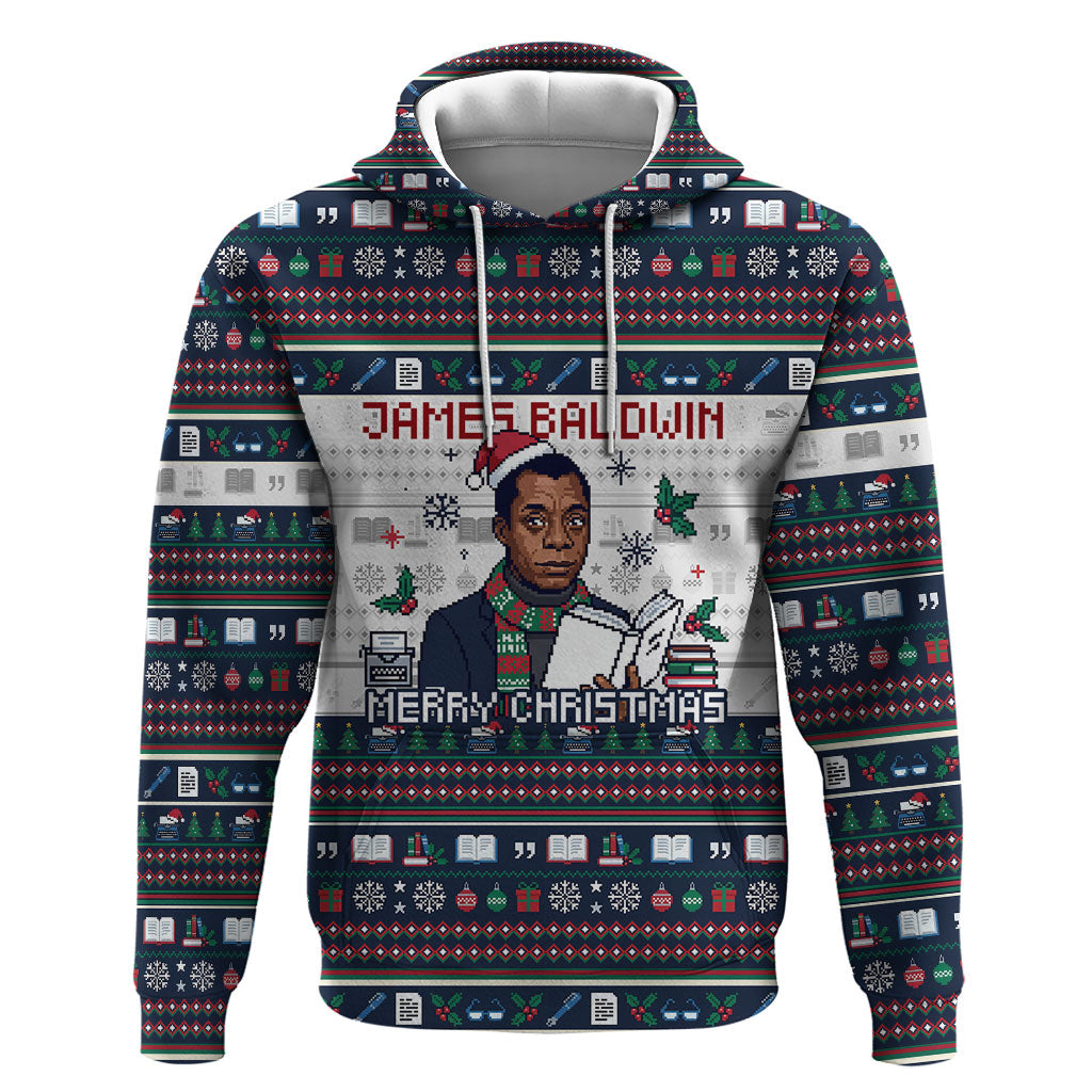 James Baldwin Christmas Santa Hoodie Ugly Pixel Pattern Black History ...