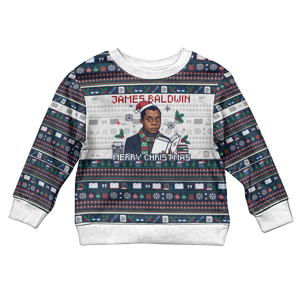 James Baldwin Christmas Santa Kid Ugly Christmas Sweater Ugly Pixel ...