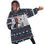 James Baldwin Christmas Santa Kid Wearable Blanket Hoodie Ugly Pixel Pattern Black History Holiday