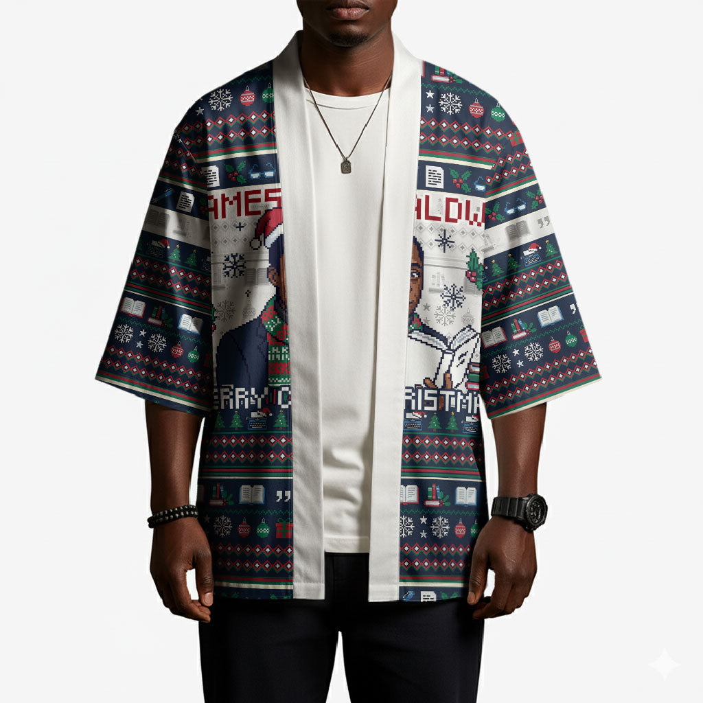 James Baldwin Christmas Santa Kimono Ugly Pixel Pattern Black History Holiday