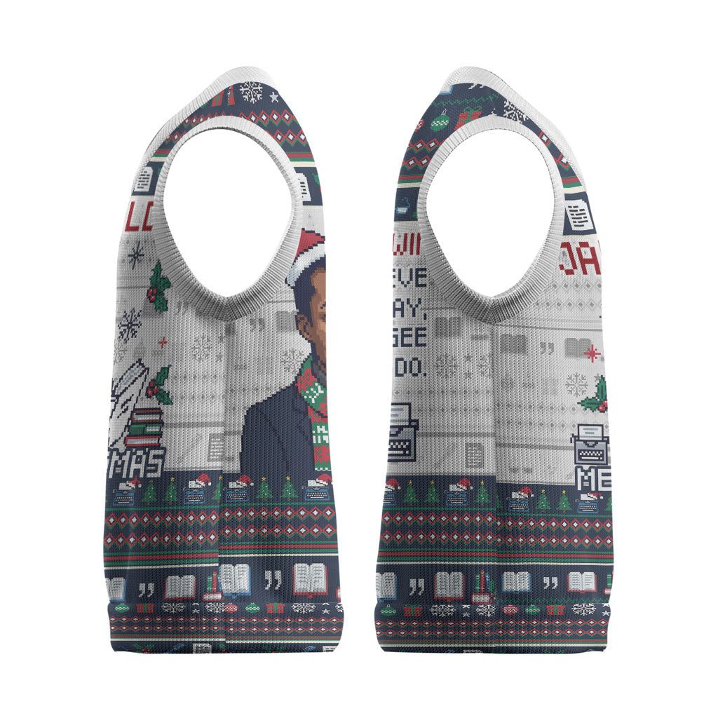 James Baldwin Christmas Santa Christmas Knitted V-Neck Vest Ugly Pixel Pattern Black History Holiday