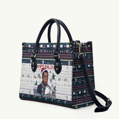 James Baldwin Christmas Santa Leather Bag Ugly Pixel Pattern Black History Holiday