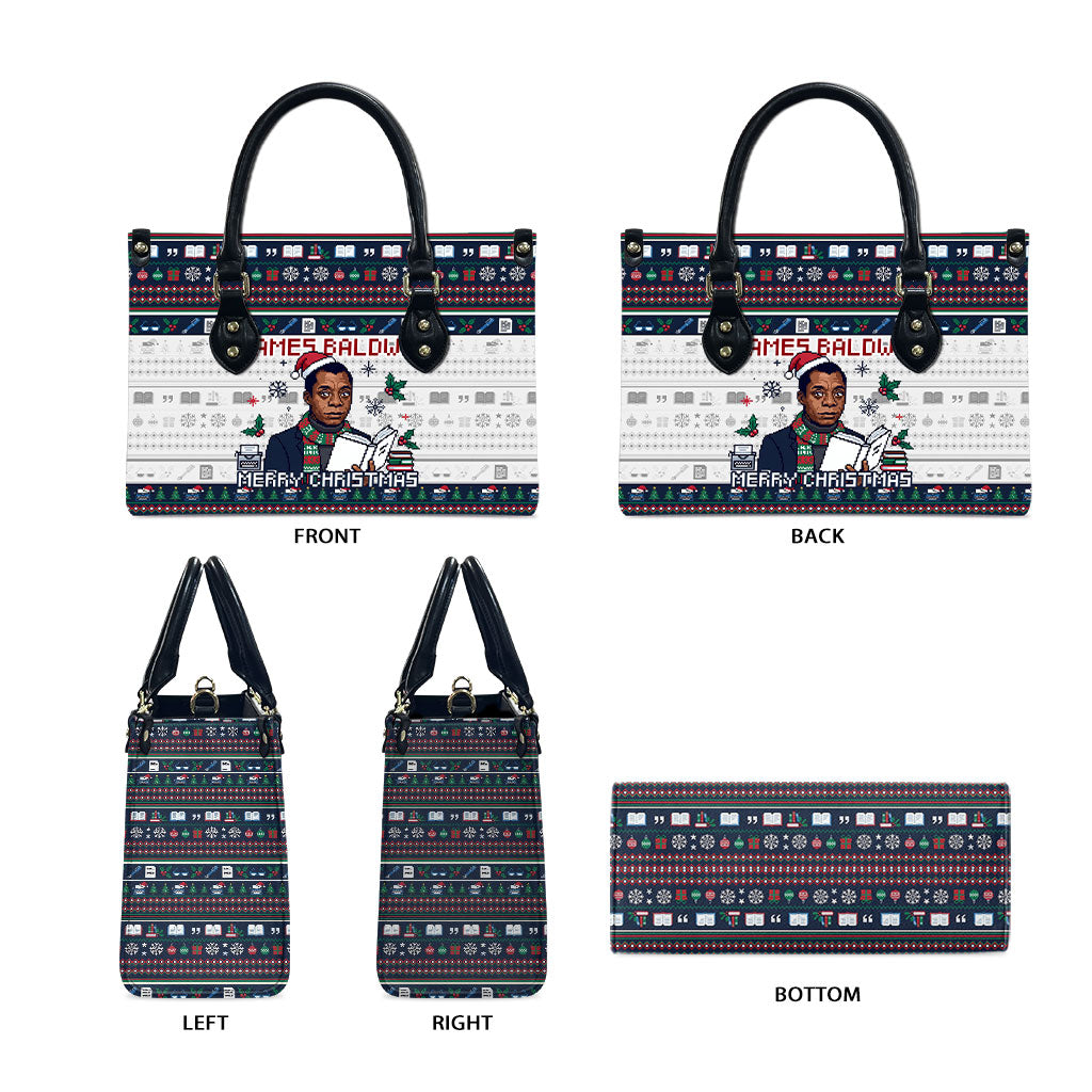 James Baldwin Christmas Santa Leather Bag Ugly Pixel Pattern Black History Holiday