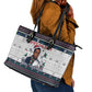 James Baldwin Christmas Santa Leather Tote Bag Ugly Pixel Pattern Black History Holiday