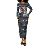 James Baldwin Christmas Santa Long Sleeve Bodycon Dress Ugly Pixel Pattern Black History Holiday