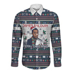 James Baldwin Christmas Santa Long Sleeve Button Shirt Ugly Pixel Pattern Black History Holiday