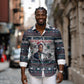 James Baldwin Christmas Santa Long Sleeve Button Shirt Ugly Pixel Pattern Black History Holiday