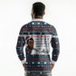 James Baldwin Christmas Santa Long Sleeve Polo Shirt Ugly Pixel Pattern Black History Holiday