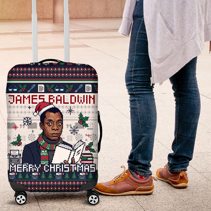James Baldwin Christmas Santa Luggage Cover Ugly Pixel Pattern Black History Holiday