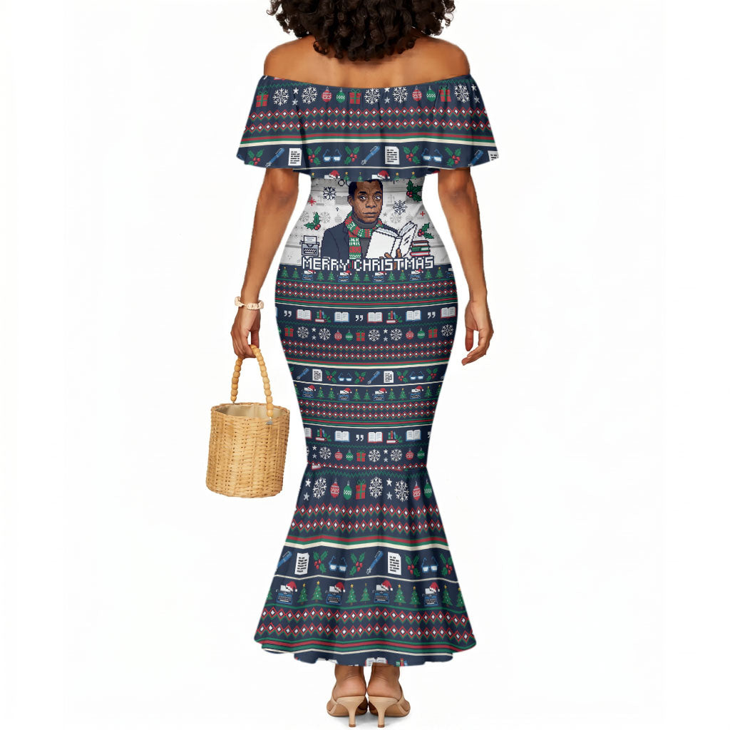 James Baldwin Christmas Santa Mermaid Dress Ugly Pixel Pattern Black ...