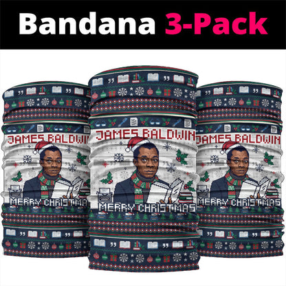 James Baldwin Christmas Santa Neck Gaiter Ugly Pixel Pattern Black History Holiday