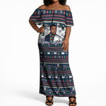 James Baldwin Christmas Santa Off Shoulder Maxi Dress Ugly Pixel Pattern Black History Holiday