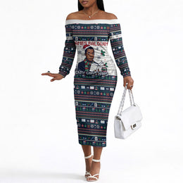 James Baldwin Christmas Santa Off The Shoulder Long Sleeve Dress Ugly ...