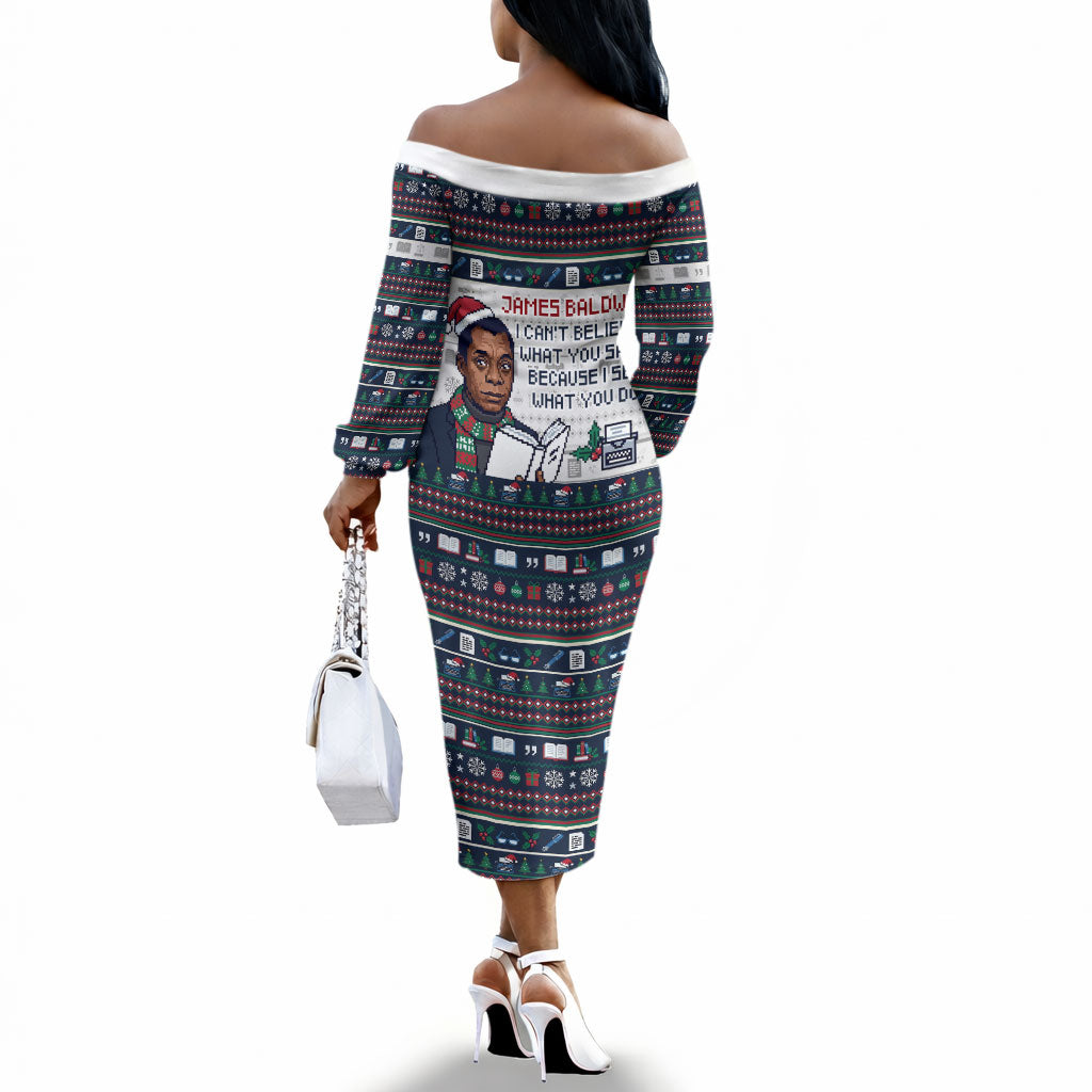 James Baldwin Christmas Santa Off The Shoulder Long Sleeve Dress Ugly ...