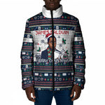 James Baldwin Christmas Santa Padded Jacket Ugly Pixel Pattern Black History Holiday