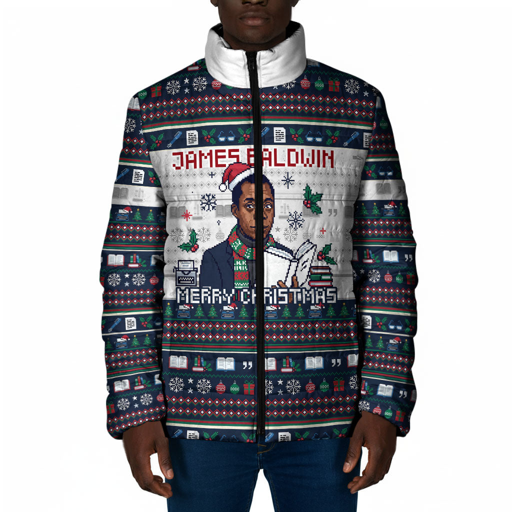 James Baldwin Christmas Santa Padded Jacket Ugly Pixel Pattern Black ...
