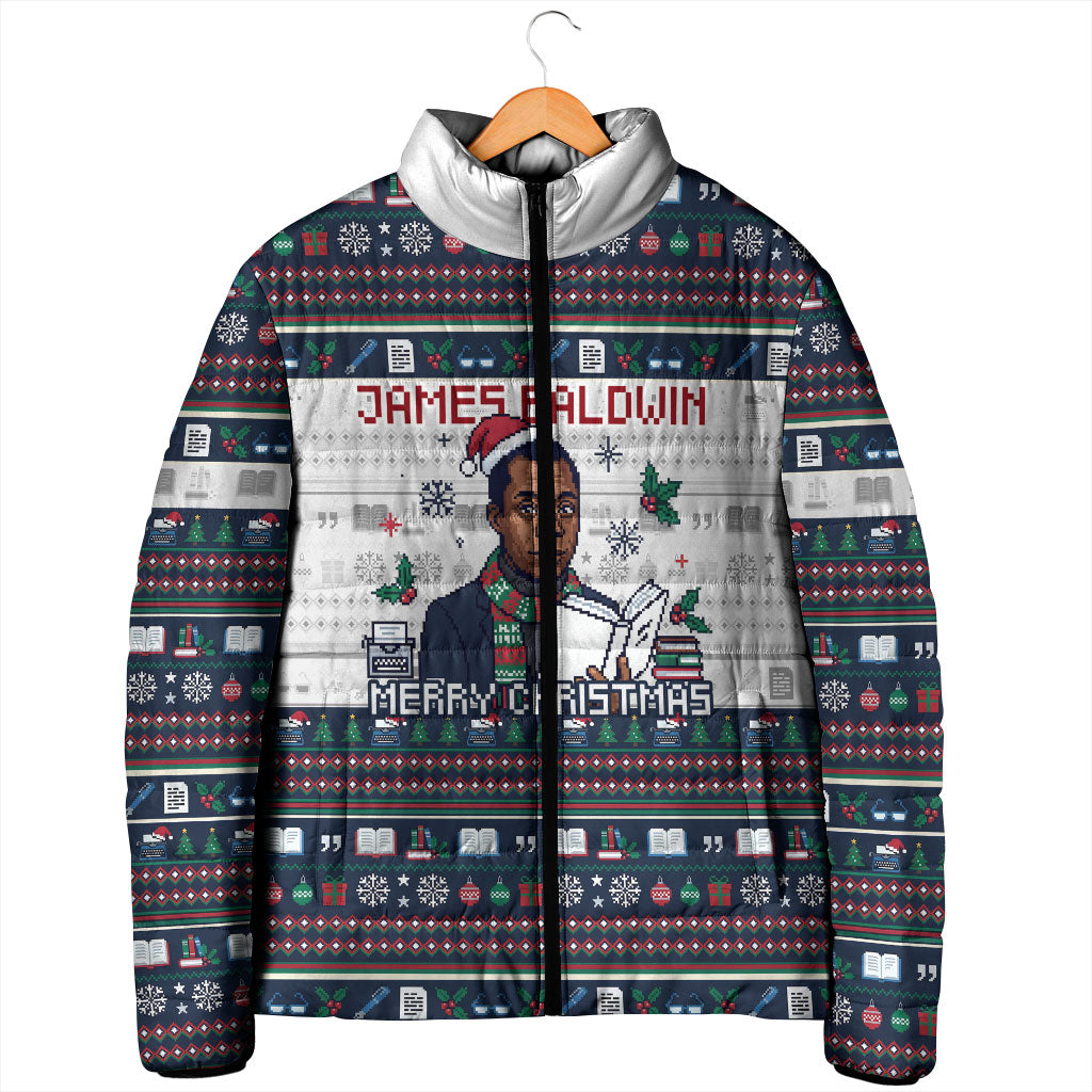 James Baldwin Christmas Santa Padded Jacket Ugly Pixel Pattern Black ...