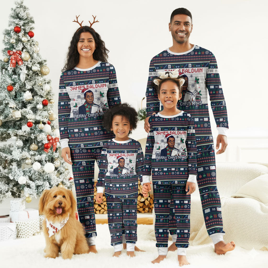 James Baldwin Christmas Santa Christmas Pajama Set Ugly Pixel Pattern Black History Holiday