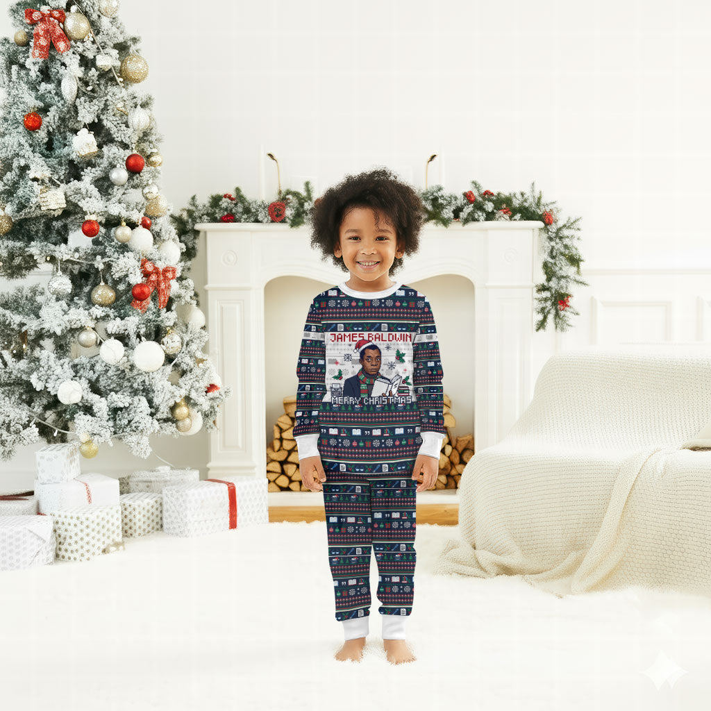 James Baldwin Christmas Santa Christmas Pajama Set Ugly Pixel Pattern Black History Holiday