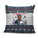 James Baldwin Christmas Santa Pillow Cover Ugly Pixel Pattern Black History Holiday