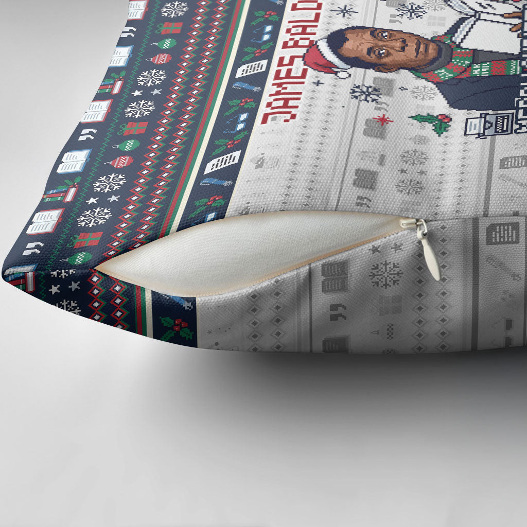 James Baldwin Christmas Santa Pillow Cover Ugly Pixel Pattern Black History Holiday