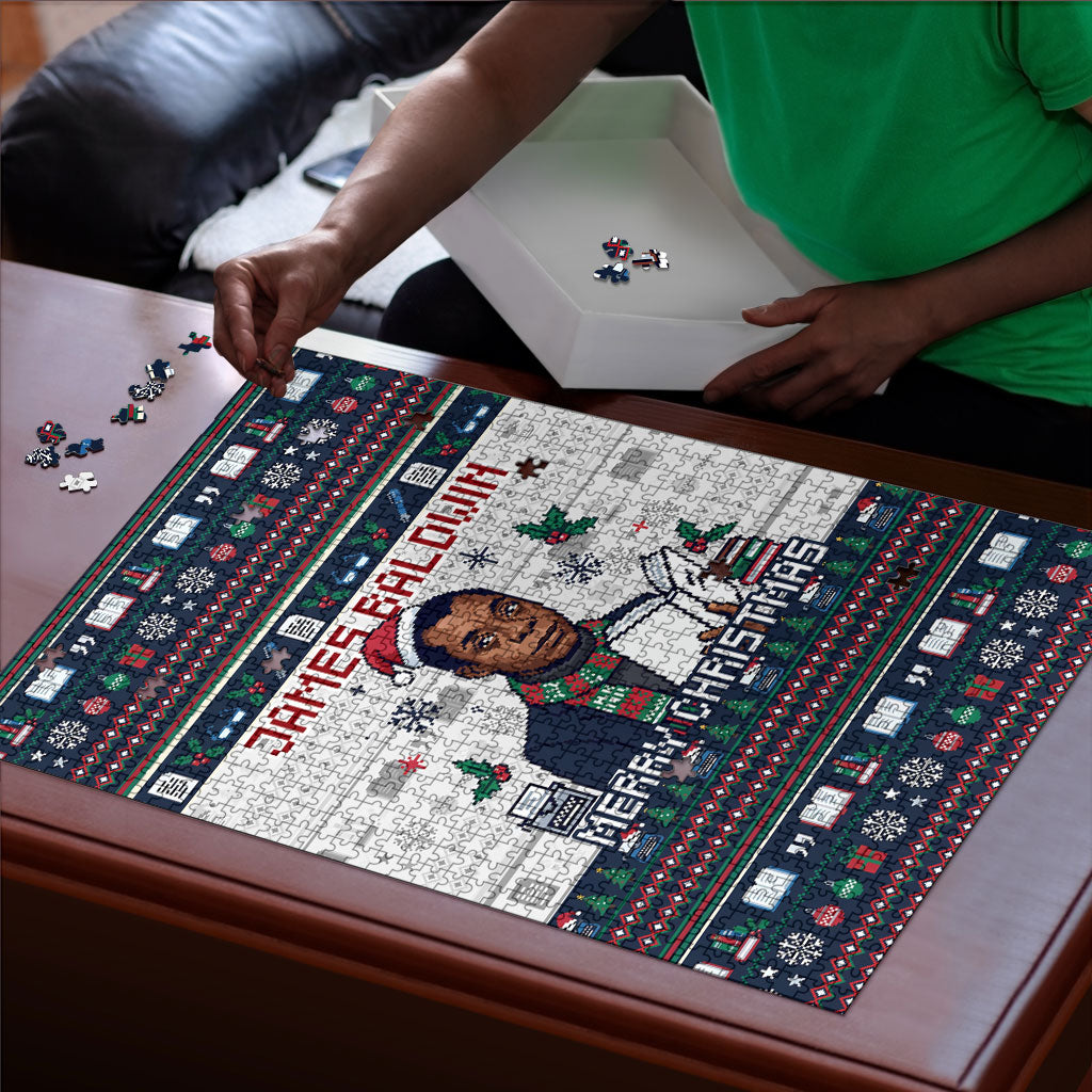 James Baldwin Christmas Santa Puzzle Ugly Pixel Pattern Black History Holiday