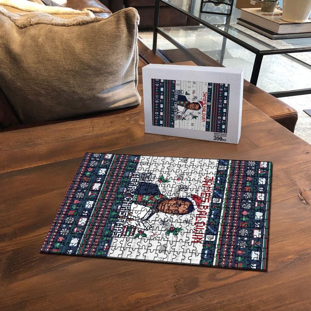 James Baldwin Christmas Santa Puzzle Ugly Pixel Pattern Black History Holiday