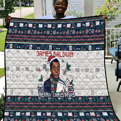 James Baldwin Christmas Santa Quilt Ugly Pixel Pattern Black History Holiday
