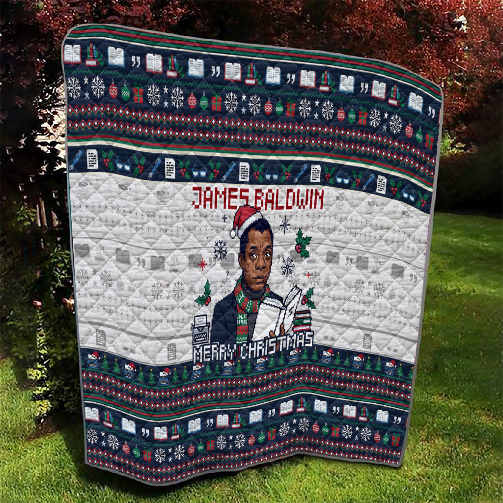 James Baldwin Christmas Santa Quilt Ugly Pixel Pattern Black History Holiday