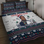 James Baldwin Christmas Santa Quilt Bed Set Ugly Pixel Pattern Black History Holiday