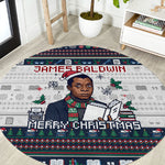 James Baldwin Christmas Santa Round Carpet Ugly Pixel Pattern Black History Holiday