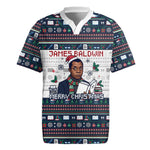 James Baldwin Christmas Santa Rugby Jersey Ugly Pixel Pattern Black History Holiday