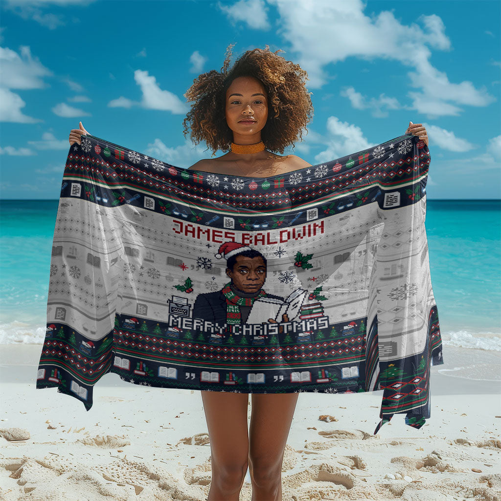 James Baldwin Christmas Santa Sarong Ugly Pixel Pattern Black History Holiday
