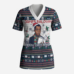 James Baldwin Christmas Santa Scrub Top Ugly Pixel Pattern Black History Holiday