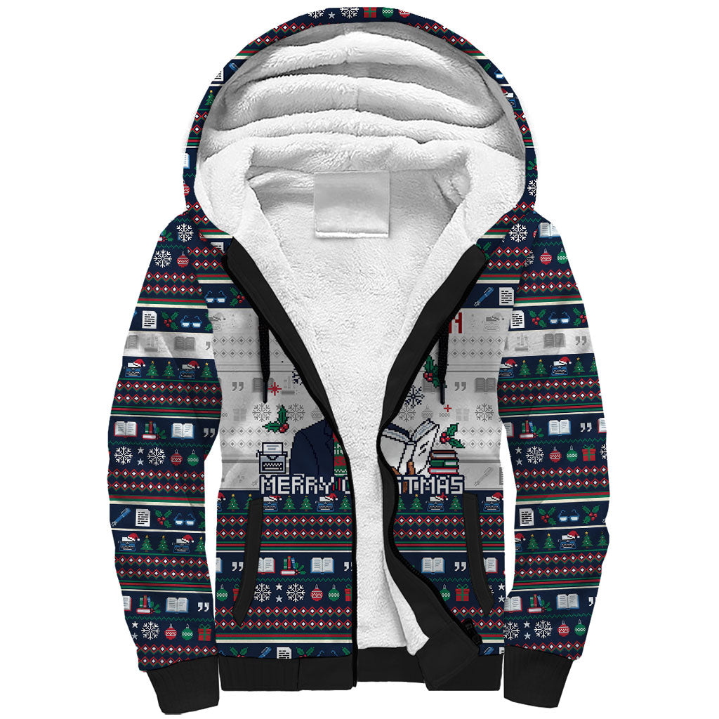James Baldwin Christmas Santa Sherpa Hoodie Ugly Pixel Pattern Black History Holiday
