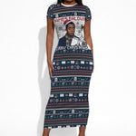 James Baldwin Christmas Santa Short Sleeve Bodycon Dress Ugly Pixel Pattern Black History Holiday