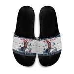 James Baldwin Christmas Santa Slide Sandals Ugly Pixel Pattern Black History Holiday