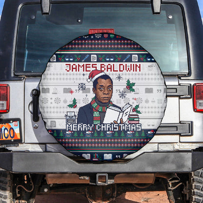 James Baldwin Christmas Santa Spare Tire Cover Ugly Pixel Pattern Black History Holiday