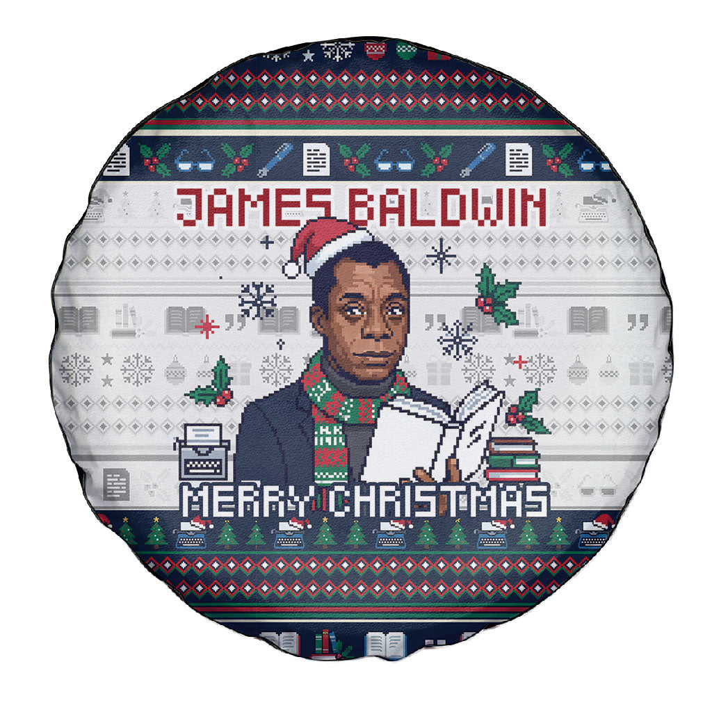 James Baldwin Christmas Santa Spare Tire Cover Ugly Pixel Pattern Black History Holiday