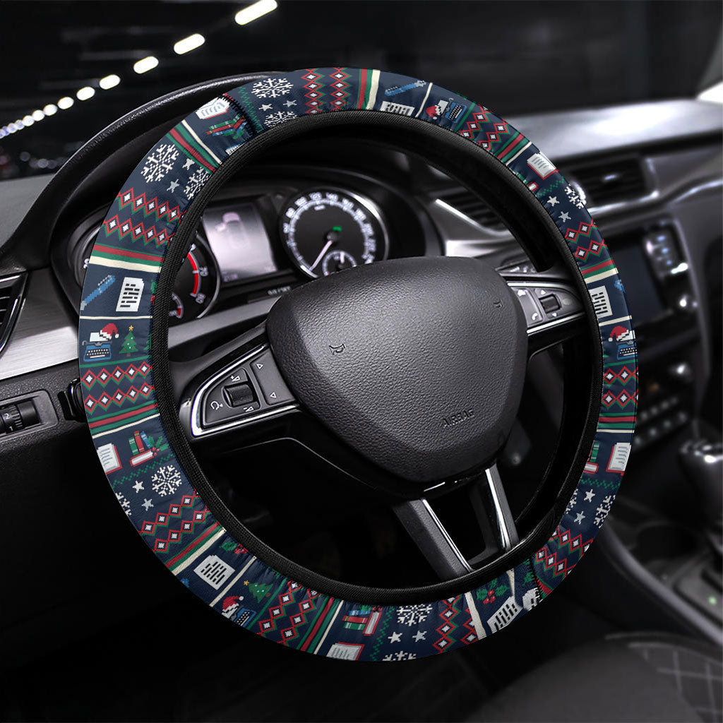 James Baldwin Christmas Santa Steering Wheel Cover Ugly Pixel Pattern Black History Holiday