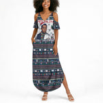 James Baldwin Christmas Santa Summer Maxi Dress Ugly Pixel Pattern Black History Holiday