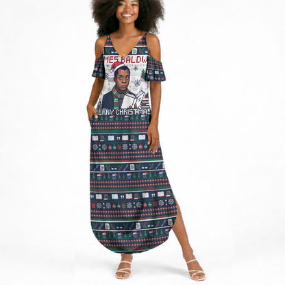 James Baldwin Christmas Santa Summer Maxi Dress Ugly Pixel Pattern Black History Holiday