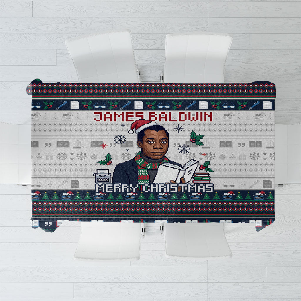 James Baldwin Christmas Santa Tablecloth Ugly Pixel Pattern Black ...