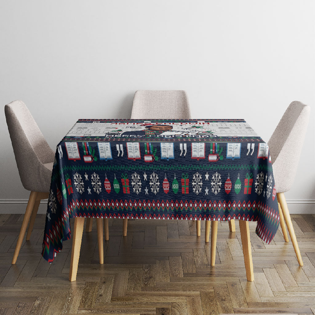 James Baldwin Christmas Santa Tablecloth Ugly Pixel Pattern Black ...
